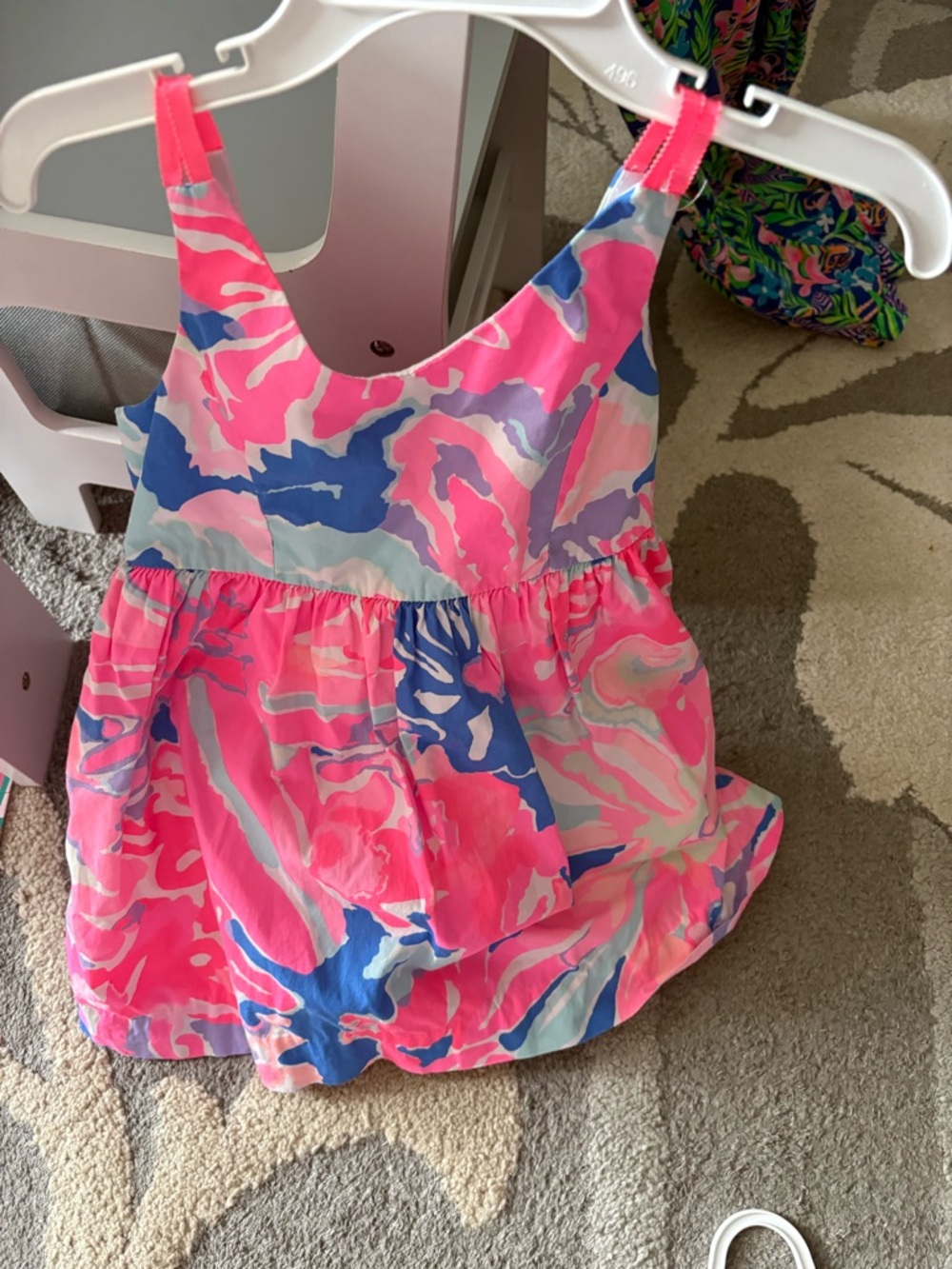 Lilly Pulitzer Toddler Girls Vibrant Pink & Blue Printed Sundress (5) - Picture 4 of 10